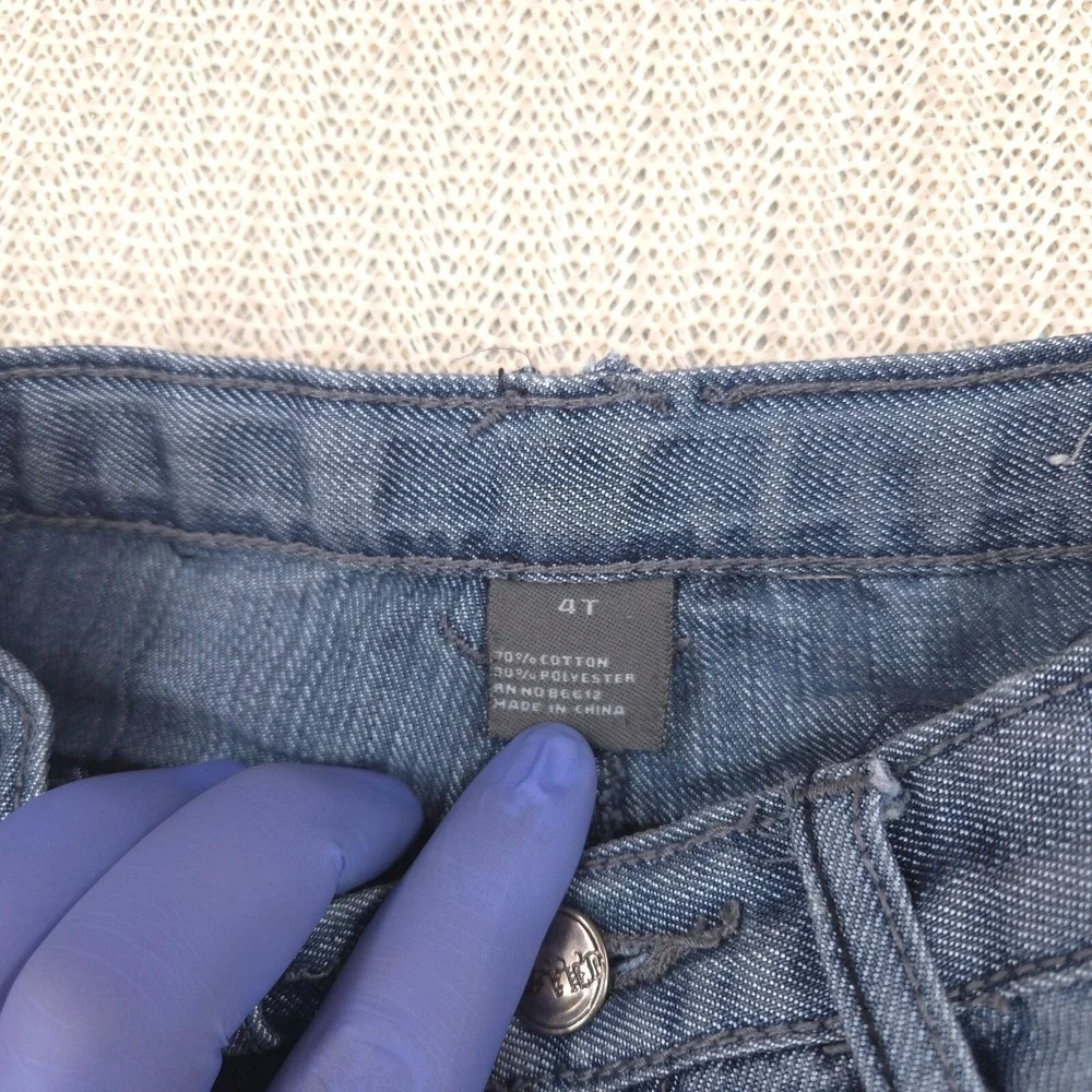Chams Shorts Boys 4T Blue Gray Denim Baggy Skater Hip Hop Embroidered Pockets‎